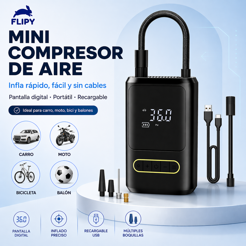 Compresor De Aire | Infla Rápido, Fácil y Sin Cables